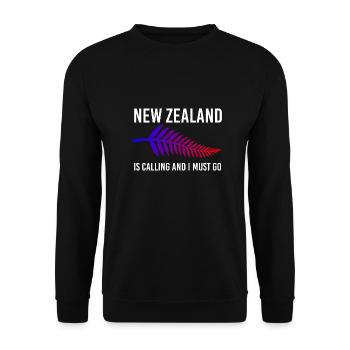 New Zealand is calling and I Must Go gift idea - Unisex Sweatshirt - black - Front - Alina (178cm) & Michal (187cm)