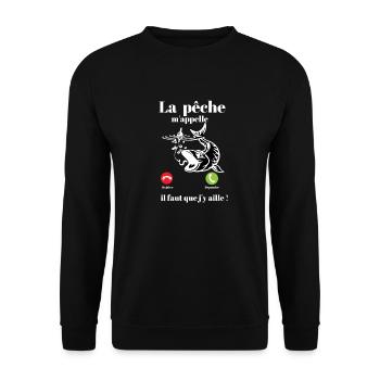 La pêche m'appelle ! - Sweat-shirt Unisexe - noir - Devant - Alina (178cm) & Michal (187cm)
