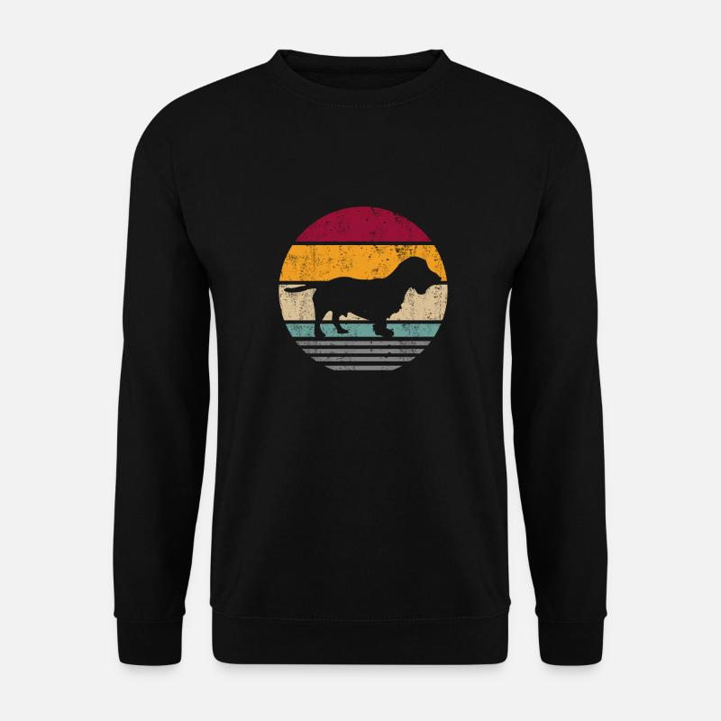 Dachshund Rauhaardackel Retro Style Silhouette - Unisex Pullover - Schwarz
