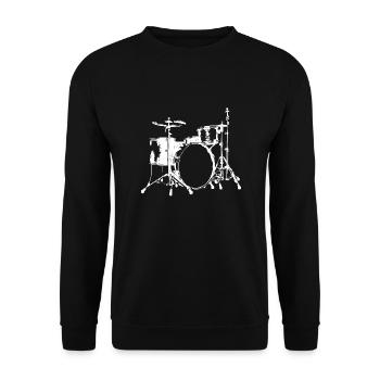 Drums Vintage Art White Drum Set - Unisex Pullover - Schwarz - Vorne - Alina (178cm) & Michal (187cm)