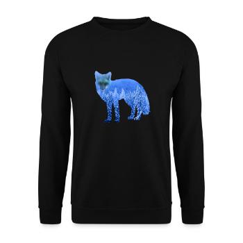 Double Exposure Tiere Polarfuchs Eisfuchs Geschenk - Unisex Pullover - Schwarz - Vorne - Alina (178cm) & Michal (187cm)