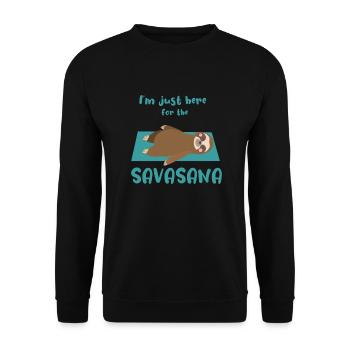 I'm just here for the Savasana Yoga Lover Gift - Unisex Sweatshirt - black - Front - Alina (178cm) & Michal (187cm)