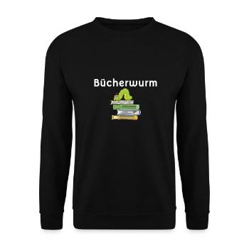 Bücherwurm Geschenk art - Unisex Pullover - Schwarz - Vorne - Alina (178cm) & Michal (187cm)