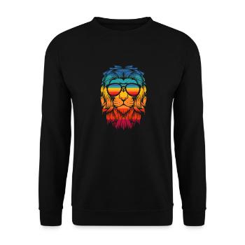 Lion with glasses - Unisex Sweatshirt - black - Front - Alina (178cm) & Michal (187cm)