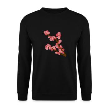 Kirschblüte Frühling Blume Liebhaber Geschenkidee - Unisex Pullover - Schwarz - Vorne - Alina (178cm) & Michal (187cm)