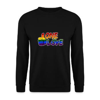 One Love - rainbow thumb - LGBTQ - queer - Unisex Sweatshirt - black - Front - Alina (178cm) & Michal (187cm)