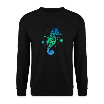 Cadeau de tatouage tribal polynésien hippocampe maori - Sweat-shirt Unisexe - noir - Devant - Alina (178cm) & Michal (187cm)