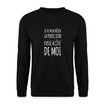 Perfection humour - Sweat-shirt Unisexe - noir - Devant - Alina (178cm) & Michal (187cm)