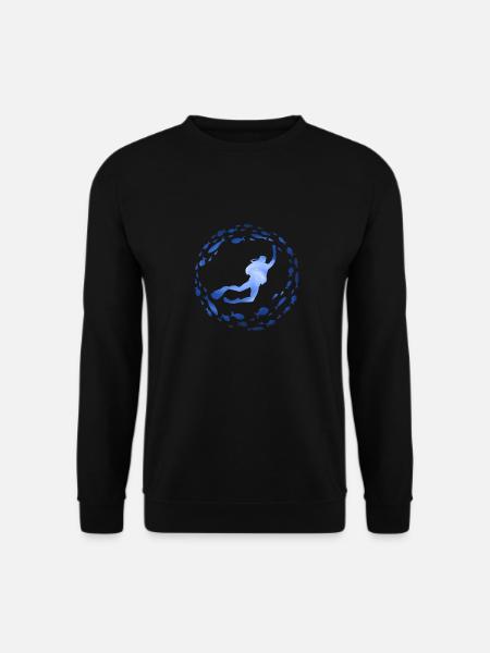 Double Exposure Art Scuba Tauchen Fischschwarm - Unisex Pullover - Schwarz