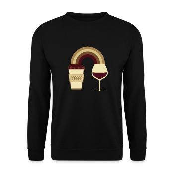 Kaffee und Wein - Unisex Pullover - Schwarz - Vorne - Alina (178cm) & Michal (187cm)