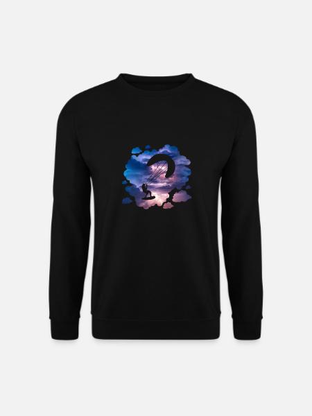 Double Exposure Kite Surfing Abenteuer Geschenk - Unisex Pullover - Schwarz