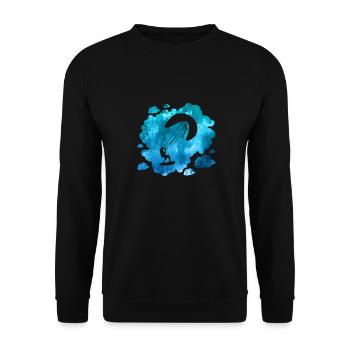 Double Exposure Kite Surfing Retro Geschenk - Unisex Pullover - Schwarz - Vorne - Alina (178cm) & Michal (187cm)