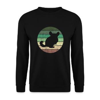 Chinchilla Vintage - Lustiges Chinchilla Geschenk - Unisex Pullover - Schwarz - Vorne - Alina (178cm) & Michal (187cm)
