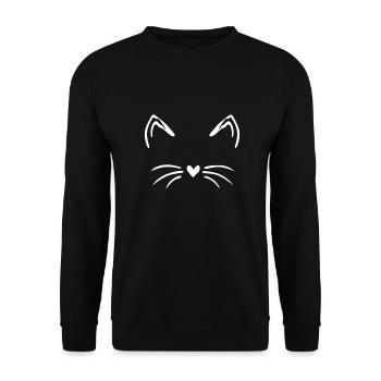 Katze - Unisex Pullover - Schwarz - Vorne - Alina (178cm) & Michal (187cm)