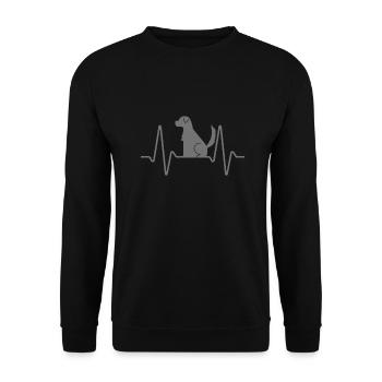 Hund Herzlinie - Unisex Pullover - Schwarz - Vorne - Alina (178cm) & Michal (187cm)