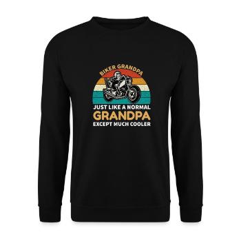 Cool grandpa as a biker motorcyclist - Unisex Sweatshirt - black - Front - Alina (178cm) & Michal (187cm)