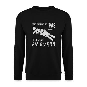 Je pensais au rugby cadeau humoristique rugbyman - Sweat-shirt Unisexe - noir - Devant - Alina (178cm) & Michal (187cm)