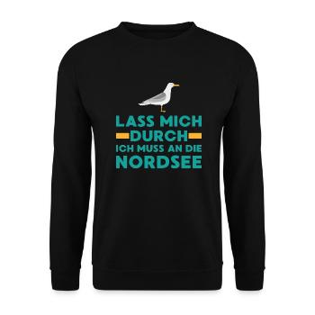 Nordsee Möwe Norden Norddeutschland - Unisex Pullover - Schwarz - Vorne - Alina (178cm) & Michal (187cm)