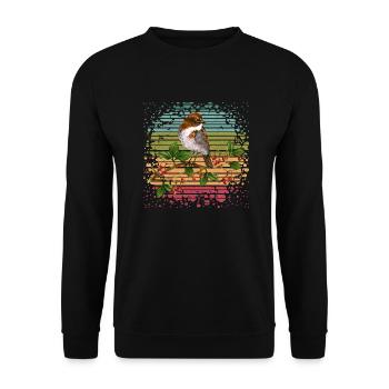 Bunter Vogel - Unisex Pullover - Schwarz - Vorne - Alina (178cm) & Michal (187cm)