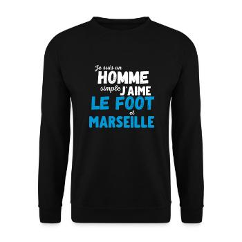 J'aime le foot et Marseille cadeau humour - Sweat-shirt Unisexe - noir - Devant - Alina (178cm) & Michal (187cm)