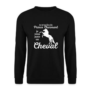 Je m'en fou du prince charmant cadeau humoristique - Sweat-shirt Unisexe - noir - Devant - Alina (178cm) & Michal (187cm)