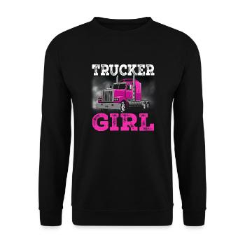 trucker girl truck driver's driver gift - Unisex Sweatshirt - black - Front - Alina (178cm) & Michal (187cm)