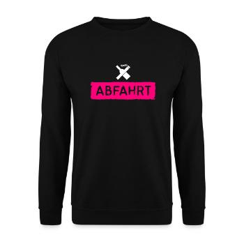 ABFAHRT zur Dorfdisko - Unisex Pullover - Schwarz - Vorne - Alina (178cm) & Michal (187cm)