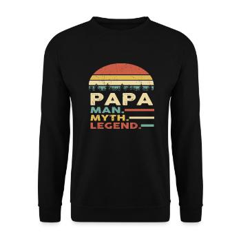 Papa Man Mythos Legende - Unisex Pullover - Schwarz - Vorne - Alina (178cm) & Michal (187cm)
