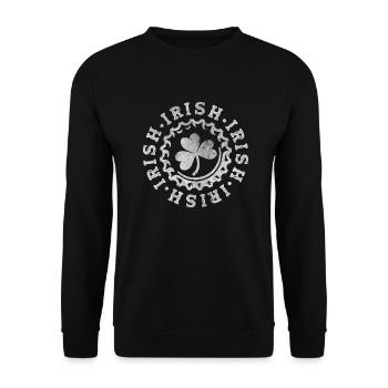 Irischer Klee in Grün - Unisex Pullover - Schwarz - Vorne - Alina (178cm) & Michal (187cm)