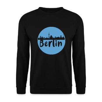 Berlin, skyline, blue, silhouette, circle, logo - Unisex Sweatshirt - black - Front - Alina (178cm) & Michal (187cm)