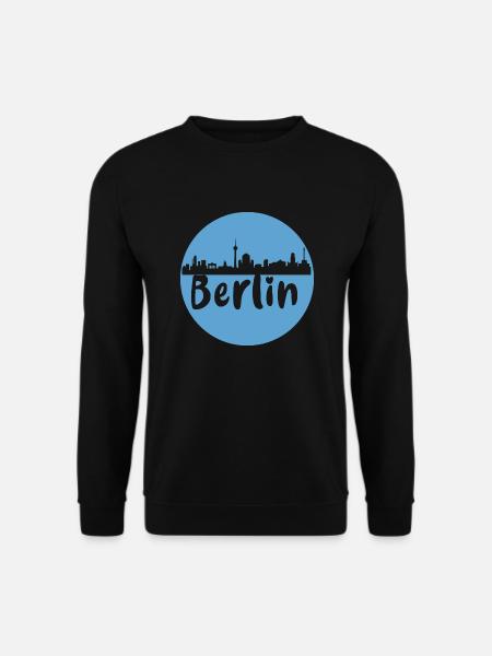 Berlin, skyline, blue, silhouette, circle, logo - Unisex Sweatshirt - black