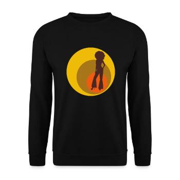 Vintage T Shirt Damen Disco Queen 70er Retro Style - Unisex Pullover - Schwarz - Vorne - Alina (178cm) & Michal (187cm)