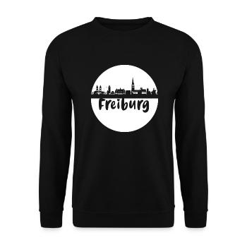 Freiburg kreis, skyline,scherenschnitt, weiss - Unisex Pullover - Schwarz - Vorne - Alina (178cm) & Michal (187cm)
