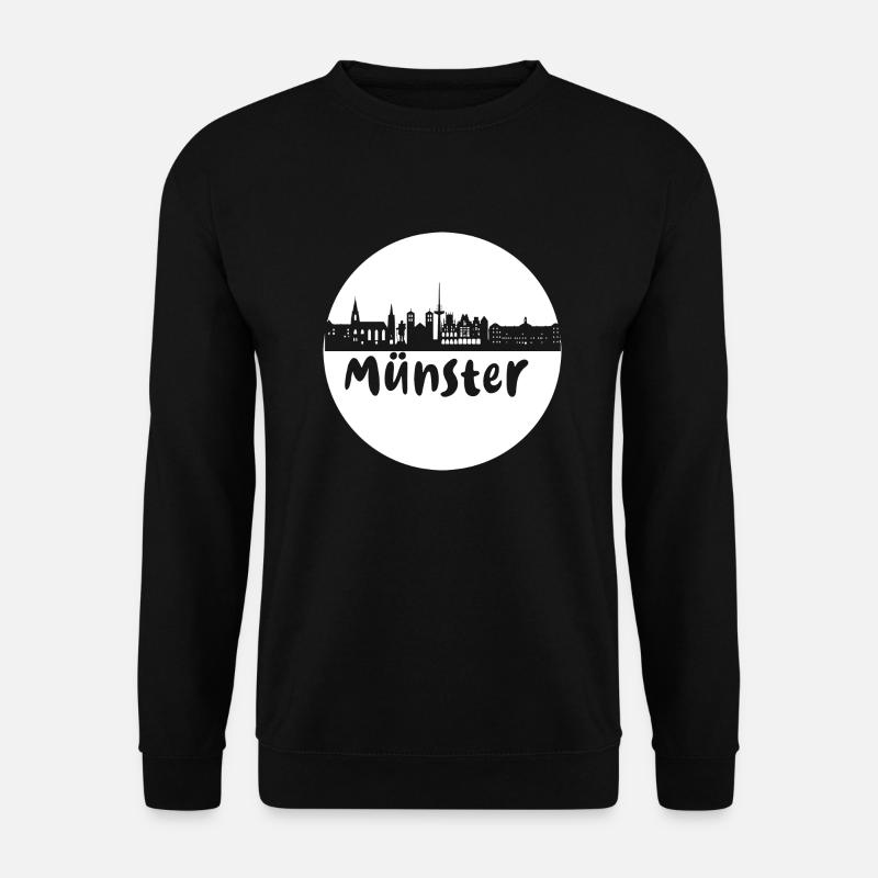Münster, kreis, skyline,scherenschnitt, weiss - Unisex Pullover - Schwarz