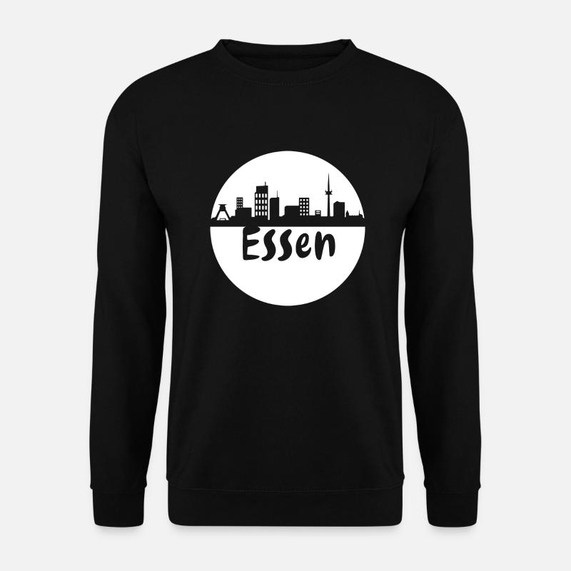 Essen,skyline, weissu, scherenschnitt, Kreis,logo - Unisex Pullover - Schwarz