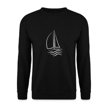 Segelboot Zeichnung Illustration weiß Grafik - Unisex Pullover - Schwarz - Vorne - Alina (178cm) & Michal (187cm)