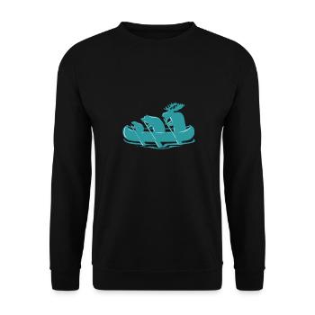 Kanu Biber Bär Elch Kanufahren Kanada Geschenkidee - Unisex Pullover - Schwarz - Vorne - Alina (178cm) & Michal (187cm)