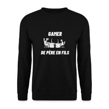 Cadeau 'Gamer de Père en Fils', pour Gamer - Sweat-shirt Unisexe - noir - Devant - Alina (178cm) & Michal (187cm)