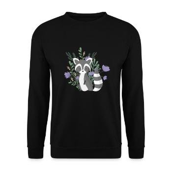 Ours mignon de ract avec des usines et des fleurs pourpres - Sweat-shirt Unisexe - noir - Devant - Alina (178cm) & Michal (187cm)