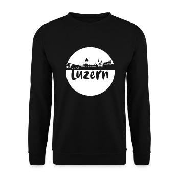 luzern,skyline, rond, coup de cisaille, blanc - Sweat-shirt Unisexe - noir - Devant - Alina (178cm) & Michal (187cm)