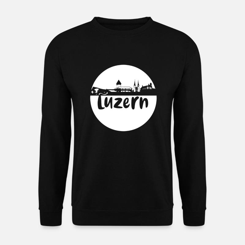luzern,skyline, circle, sheare-cut, white - Unisex Sweatshirt - black