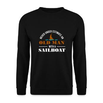 Never underestimate an old man with a sail boat - Unisex Pullover - Schwarz - Vorne - Alina (178cm) & Michal (187cm)