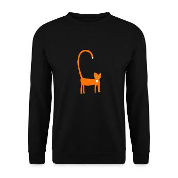 Katze in orange - Unisex Pullover - Schwarz - Vorne - Alina (178cm) & Michal (187cm)
