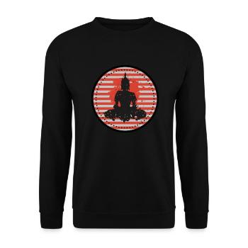 Vintage Buddha Zen Yoga Spirituell - Unisex Pullover - Schwarz - Vorne - Alina (178cm) & Michal (187cm)