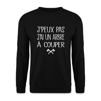 Je Peux Pas J'ai Un Arbre à Couper - Sweat-shirt Unisexe - noir - Devant - Alina (178cm) & Michal (187cm)