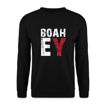 boah ey weiss rot - Unisex Pullover - Schwarz - Vorne - Alina (178cm) & Michal (187cm)