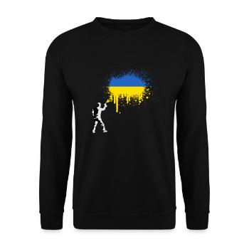 Drapeau Ukraine Drapeau rouge drapeau ukrainien - Sweat-shirt Unisexe - noir - Devant - Alina (178cm) & Michal (187cm)