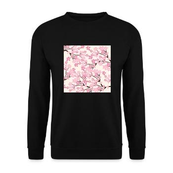 Pink Cherry Blossom Pattern - Sakura - Unisex Sweatshirt - black - Front - Alina (178cm) & Michal (187cm)