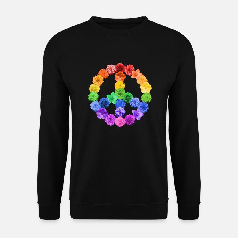 Blumen Peace Flowerpower - Unisex Pullover - Schwarz