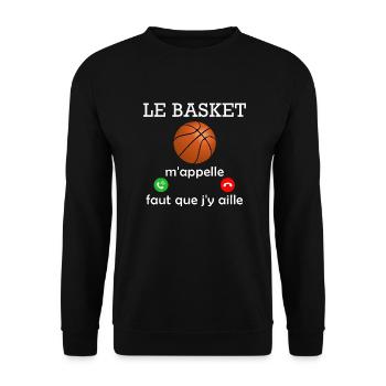 le basket m appelle / t-shirt humour basketball - Sweat-shirt Unisexe - noir - Devant - Alina (178cm) & Michal (187cm)